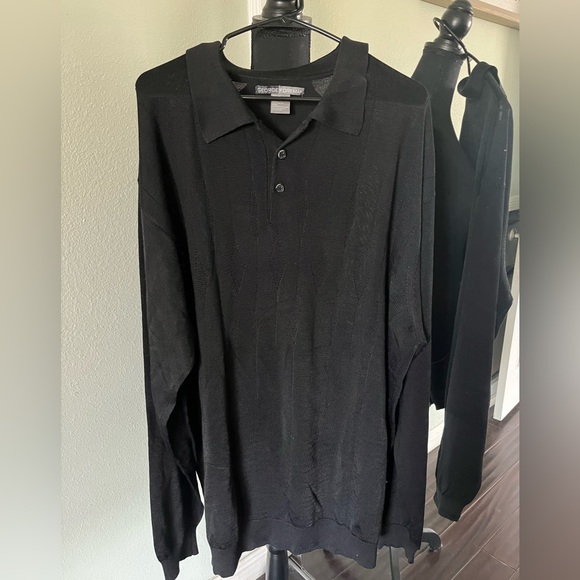 George Foreman Black Button up Collar Knit Sweater 3XT - Picture 1 of 3
